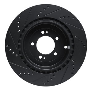 Mitsubishi Lancer Brake Rotor (1) - Rear Right - R1 Concepts - Drilled & Slotted - Black - `08-`15